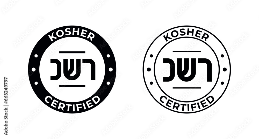 Fototapeta premium Kosher Certified symbols. International symbols of kosher food. Packaging concept.