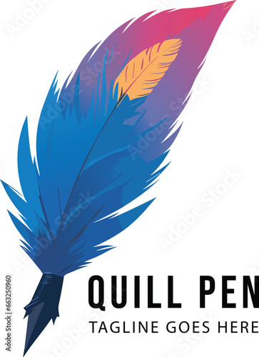 Free vector gradient quill pen logo design template illustration photo