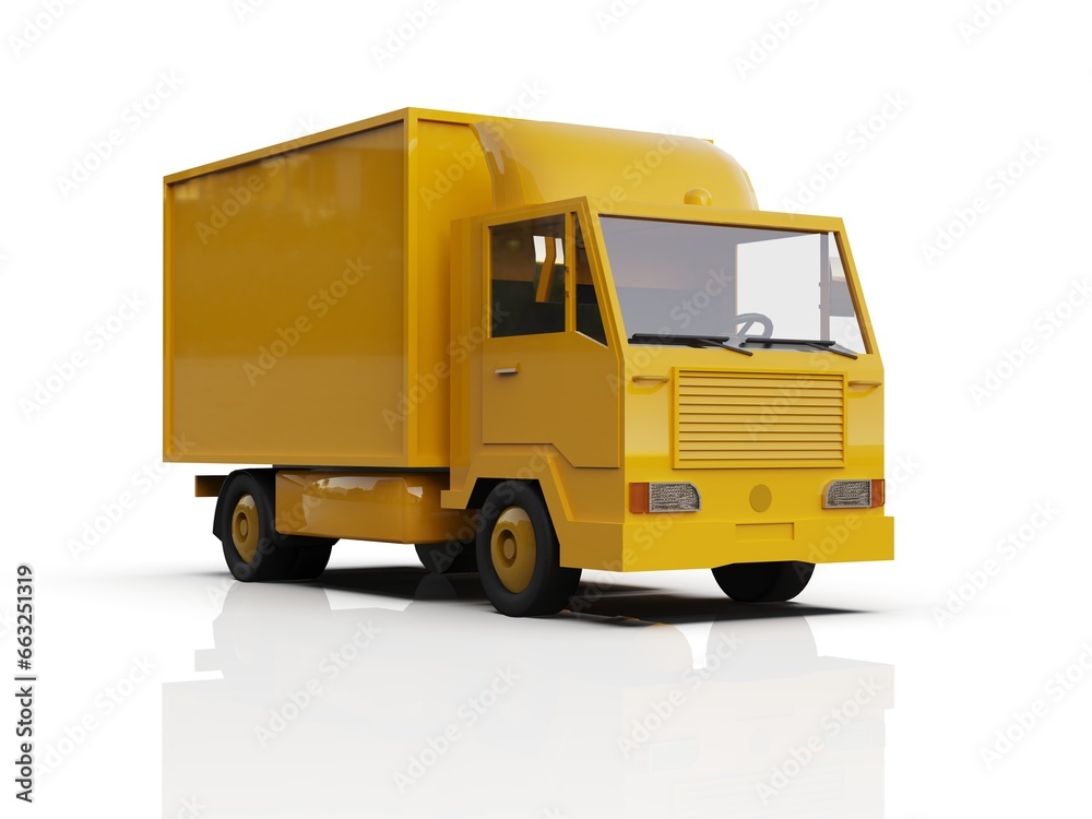 Yellow Delivery Van, Express Delivery Services Commercial Truck Yellow Delivery Van, Express Delivery Services Commercial Truck