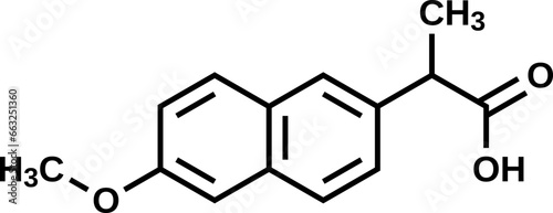 Naproxen structural formula, vector illustration