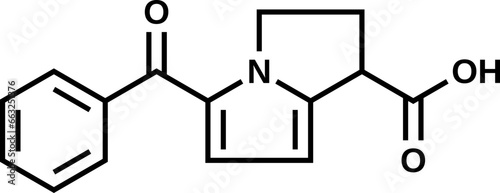 Ketorolac structural formula, vector illustration