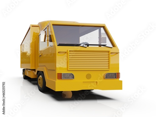 Yellow Delivery Van, Express Delivery Services Commercial Truck