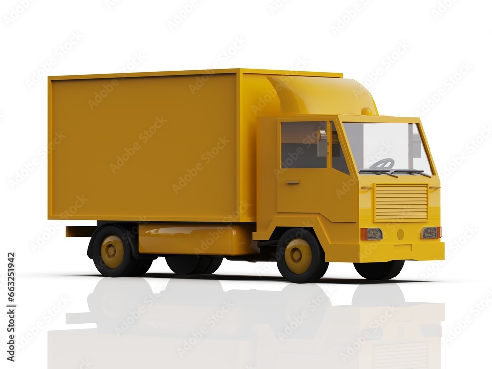 Yellow Delivery Van, Express Delivery Services Commercial Truck