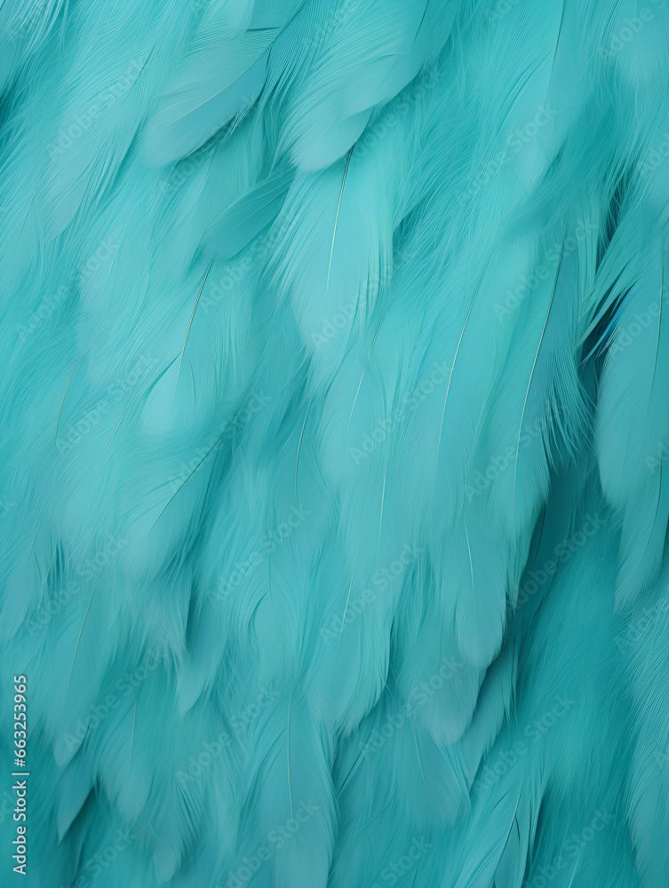 Obraz premium Turquoise textured feather close up background 