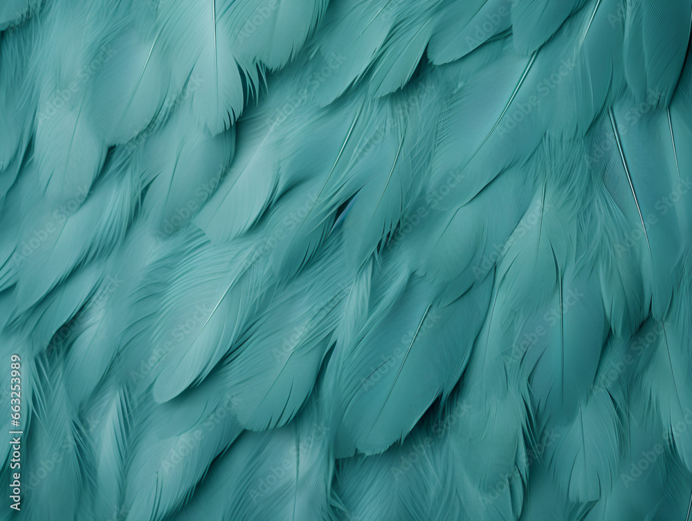 Obraz premium Turquoise textured feather close up background 