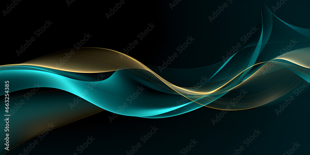 Obraz premium Abstract turquoise and golden smooth wave background