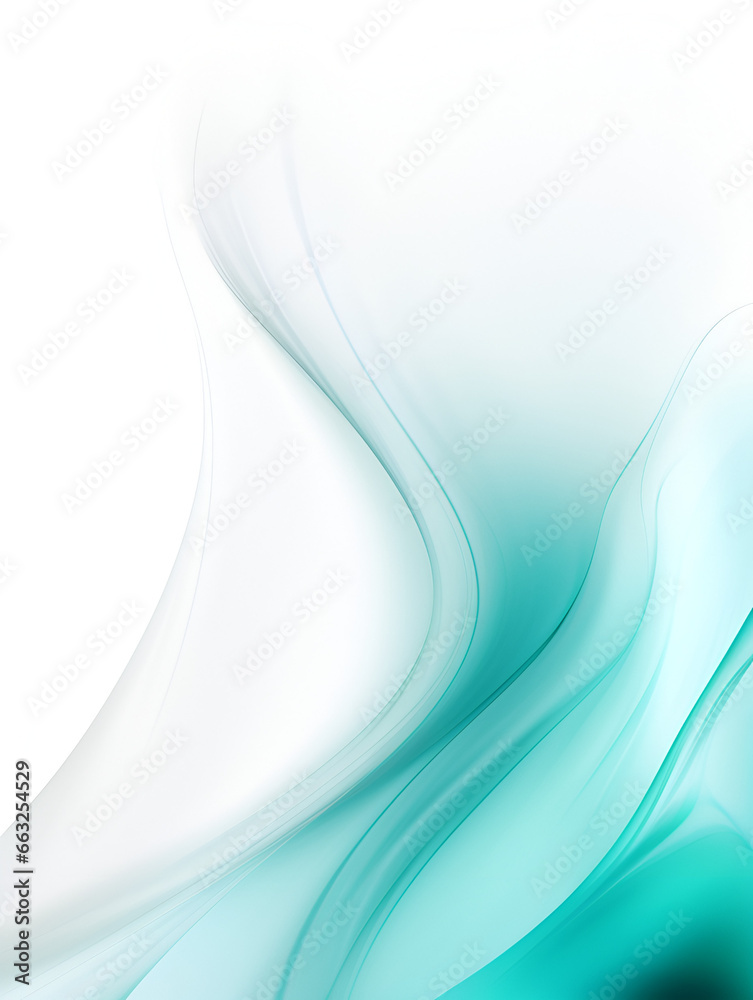 Fototapeta premium Abstract soft turquoise wave with white copy space for text 