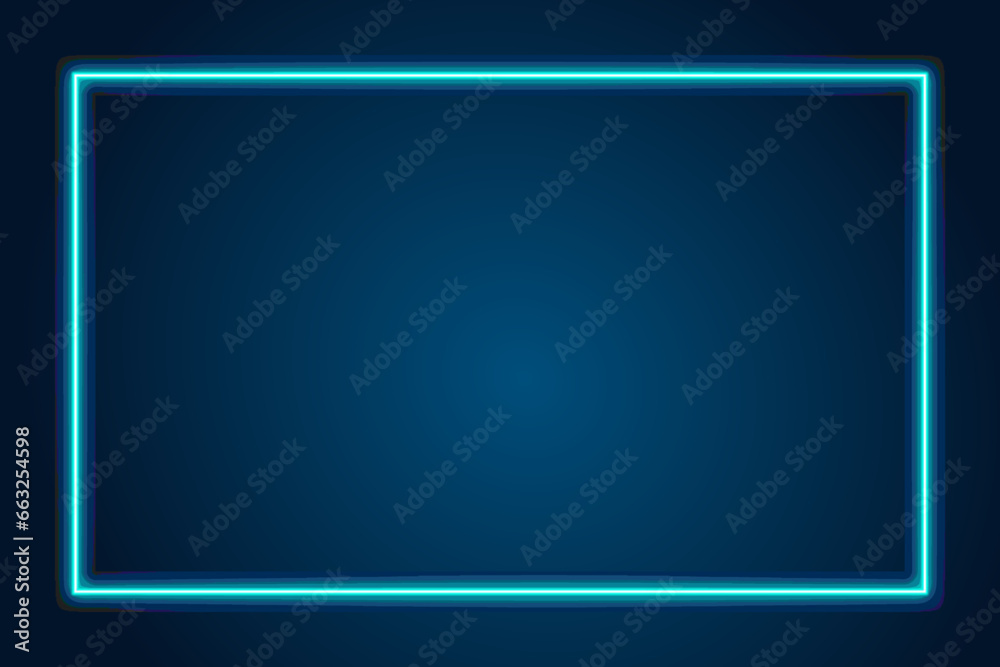 Blue neon frame on a dark background Blue neon frame on a dark background