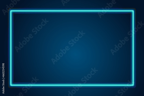 Blue neon frame on a dark background