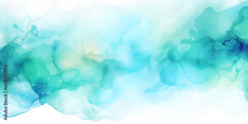 Abstract textured turquoise watercolor background - obrazy, fototapety, plakaty 