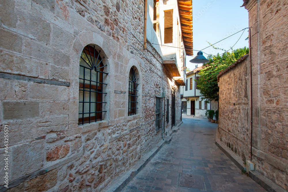 Charming stone street surrounded by old medieval-inspired houses.