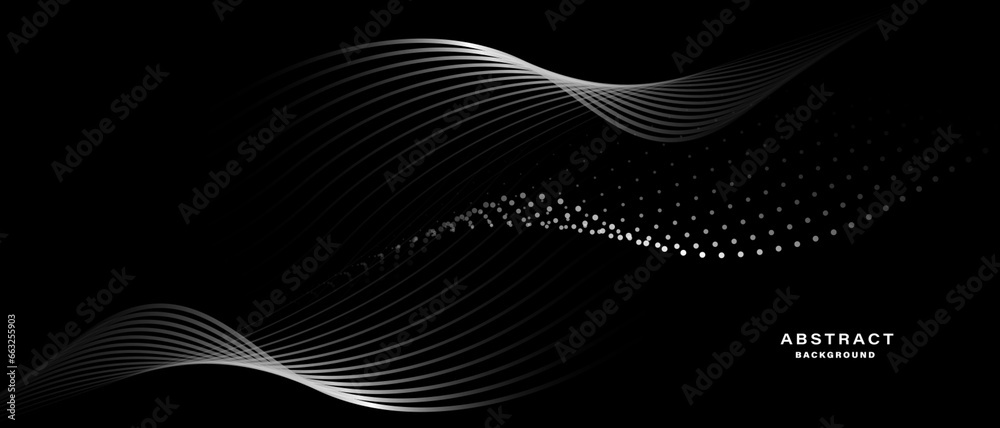 Abstract black background with wavy lines. Digital future technology concept. vector illustration. Abstract black background with wavy lines. Digital future technology concept. vector illustration.