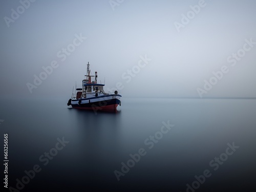 ship in the foggy sea
