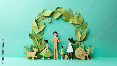 Children making crafts from recycled materials promoting eco-consciousness made in paper cut craft