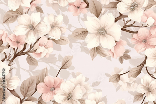 Blossom design spring vintage seamless art pink floral decorative wallpaper background flower pattern © VICHIZH