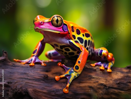 Colorful tree frog in natural environment.
