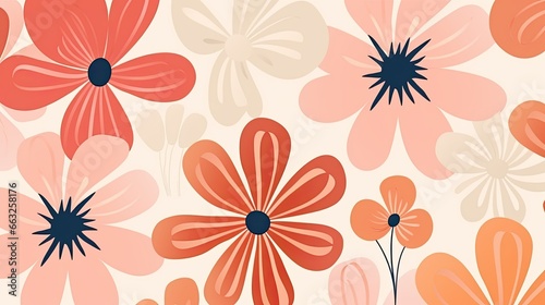 Wallpaper Mural Flower pattern with abstract floral branches with leaves. Nature illustration flowers background. Torontodigital.ca