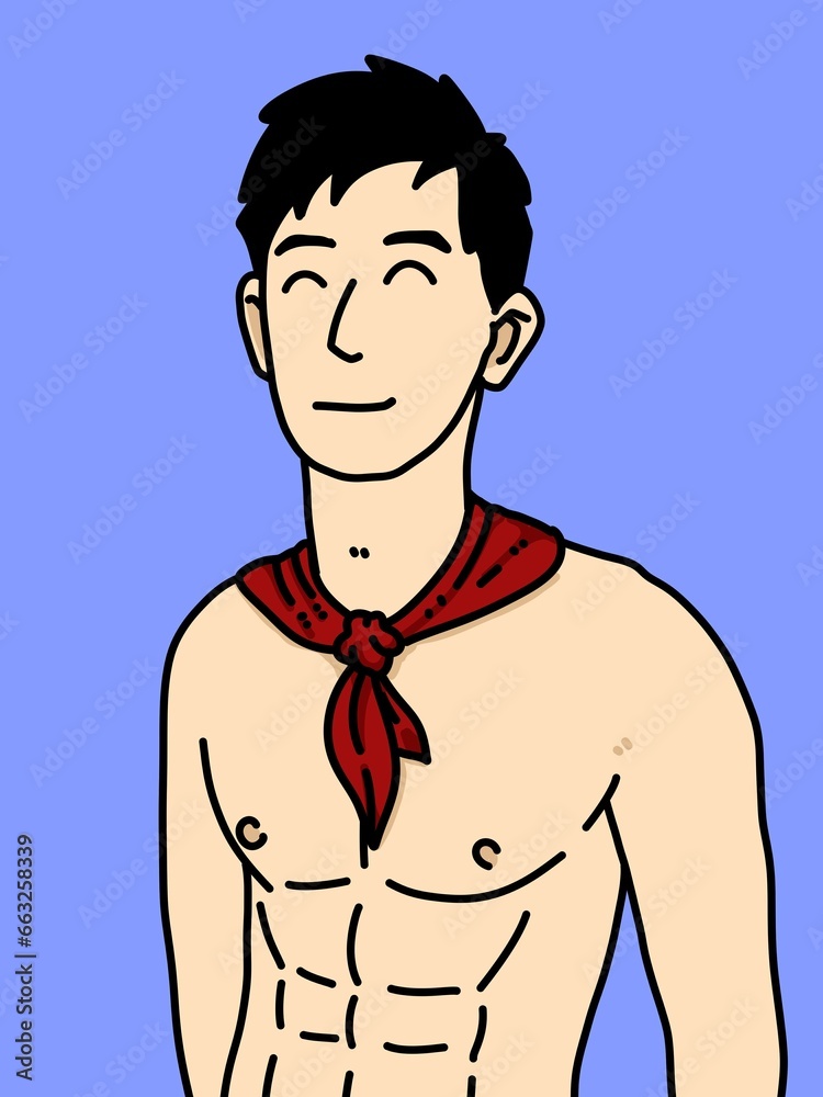 Fototapeta premium cute man cartoon on blue background