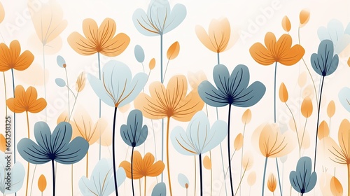 Flower pattern with abstract floral branches with leaves. Nature illustration flowers background. © Xabrina