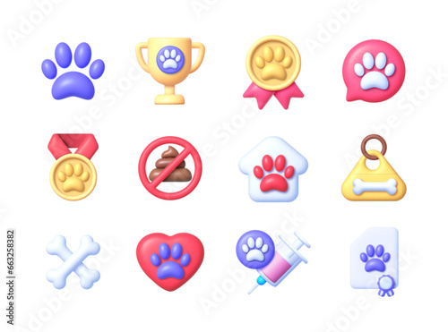 Pet 3d set, great design for any purposes. Vector illustration