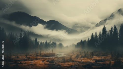 Moody Nature / autumn, scarry and foggy mountains