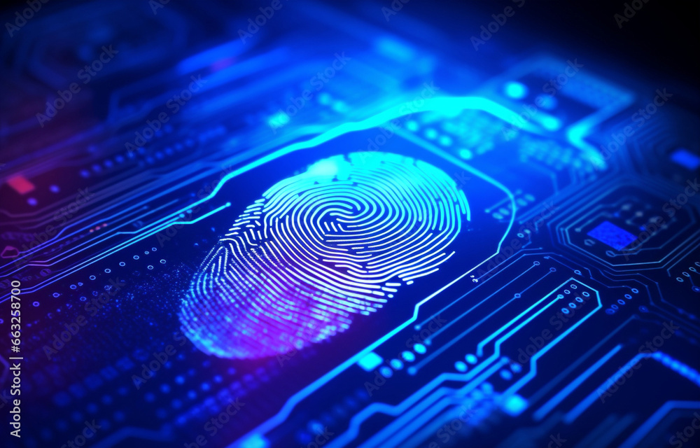 Scan verification finger security digital computer scanner safety identity access technology biometric fingerprint - obrazy, fototapety, plakaty 