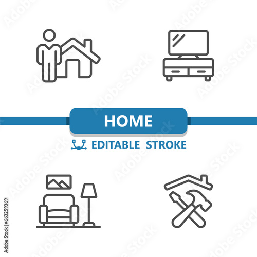 Home Icons. Realtor, TV Stand, Living Room, Tools, Real Estate Icon