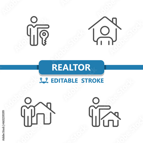 Realtor Icons. Real Estate Agent, Home Owner, House Icon