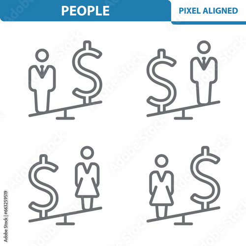 People Icons. Man, Woman, Businessman, Businesswoman, Job, Career, Wealth Icon