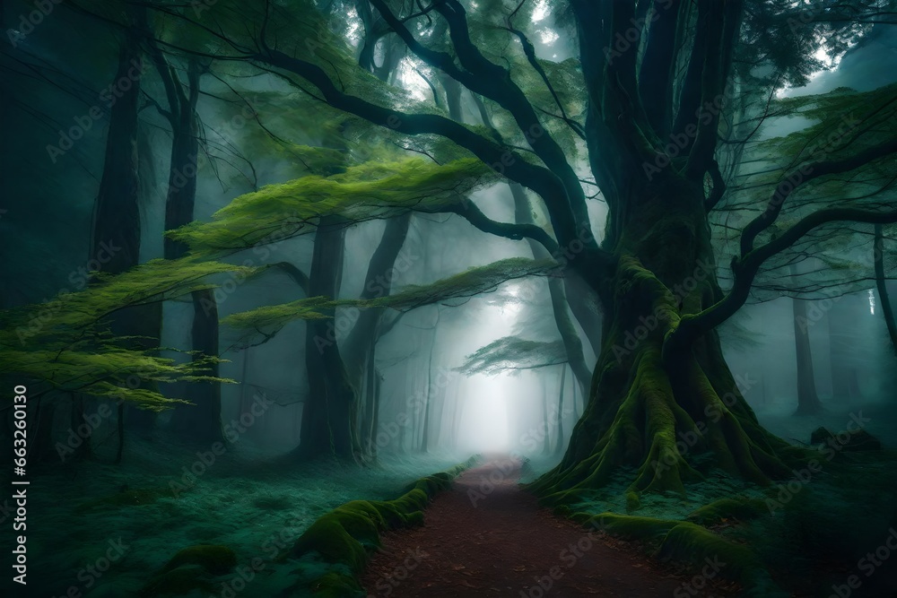 forest in the fog