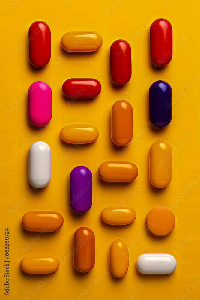 Abstract Backdrop, Vibrant Array, Pharmaceutical Pills and Capsules Abstract Backdrop, Vibrant Array, Pharmaceutical Pills and Capsules