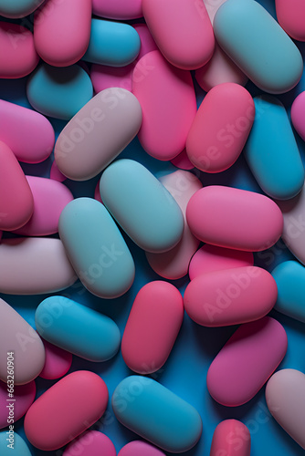 Abstract Backdrop, Vibrant Array, Pharmaceutical Pills and Capsules © Kiril Tsvetanov