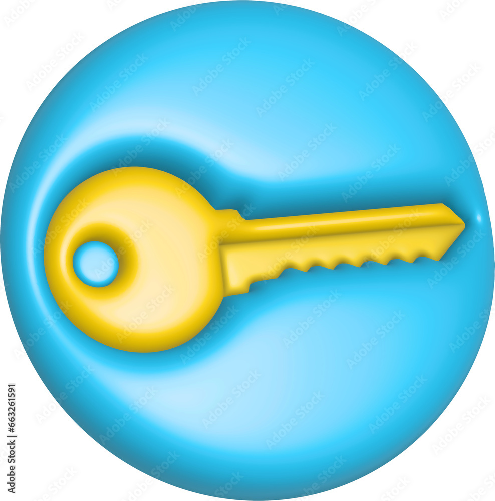 3d rendering key icon. Illustration with shadow isolated on white. 3d rendering key icon. Illustration with shadow isolated on white.