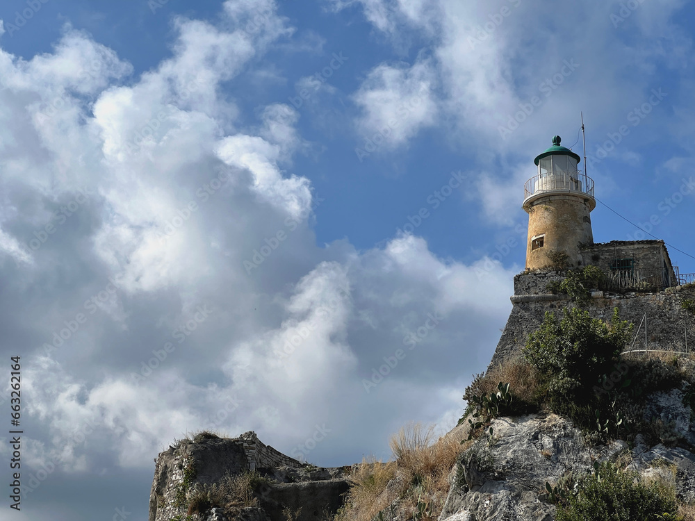 Leuchtturm auf venezianischer Festung in Korfu Stadt