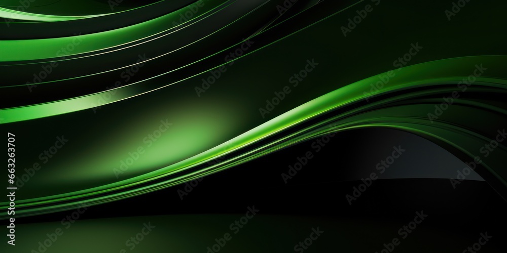 Obraz premium Modern 3D layers in green and black, waves, Business Background