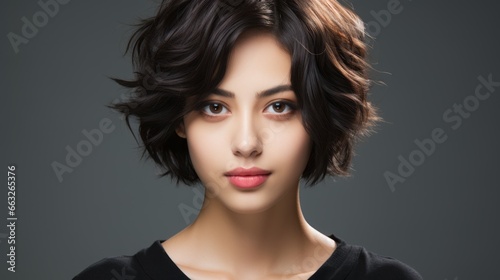 beauty woman model with short hair natural makeup perfect clean skin