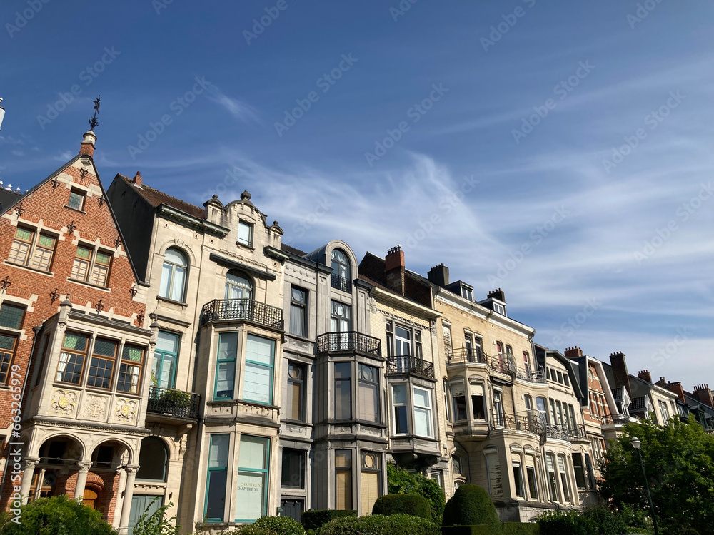 Fototapeta premium Schöne Altbaufassaden in Brüssel, Stadtteil Ixelles, Belgien 