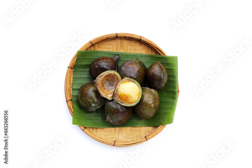 Djenkol fruit bean on white background photo