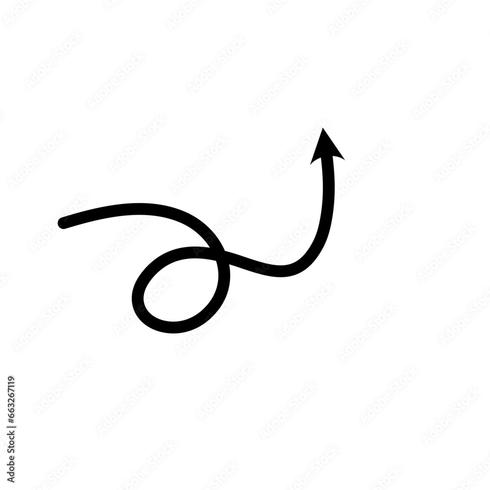 Single Curly Arrow Design Hand Drawn Element
