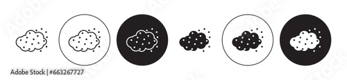 Dust line icon set. Dirt particle icon in black color. Mold pollution cloud icon in black color for ui designs.