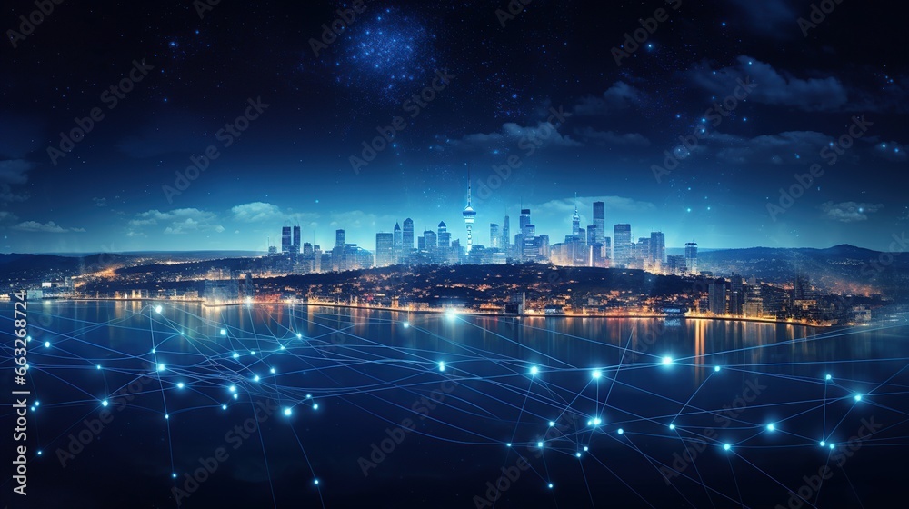 Smart city big data connected with modern technology concept. AI generated image