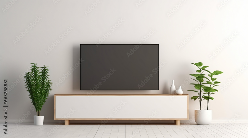 View of minimal living room with TV