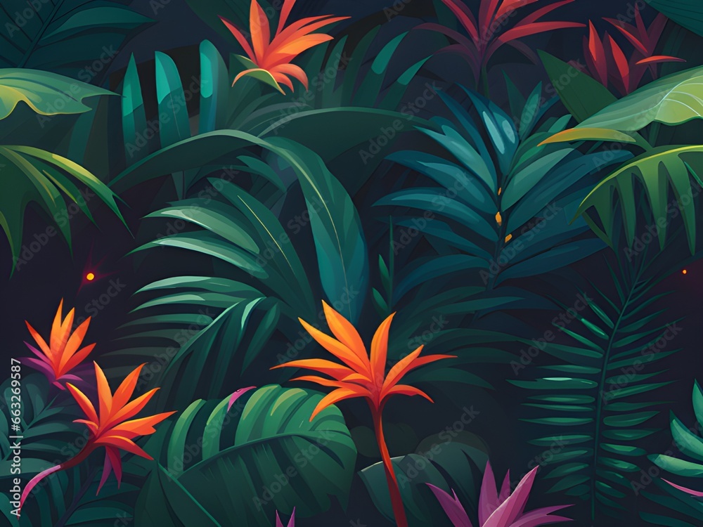 beautiful tropical jungle leaves illustration beautiful tropical jungle leaves illustration