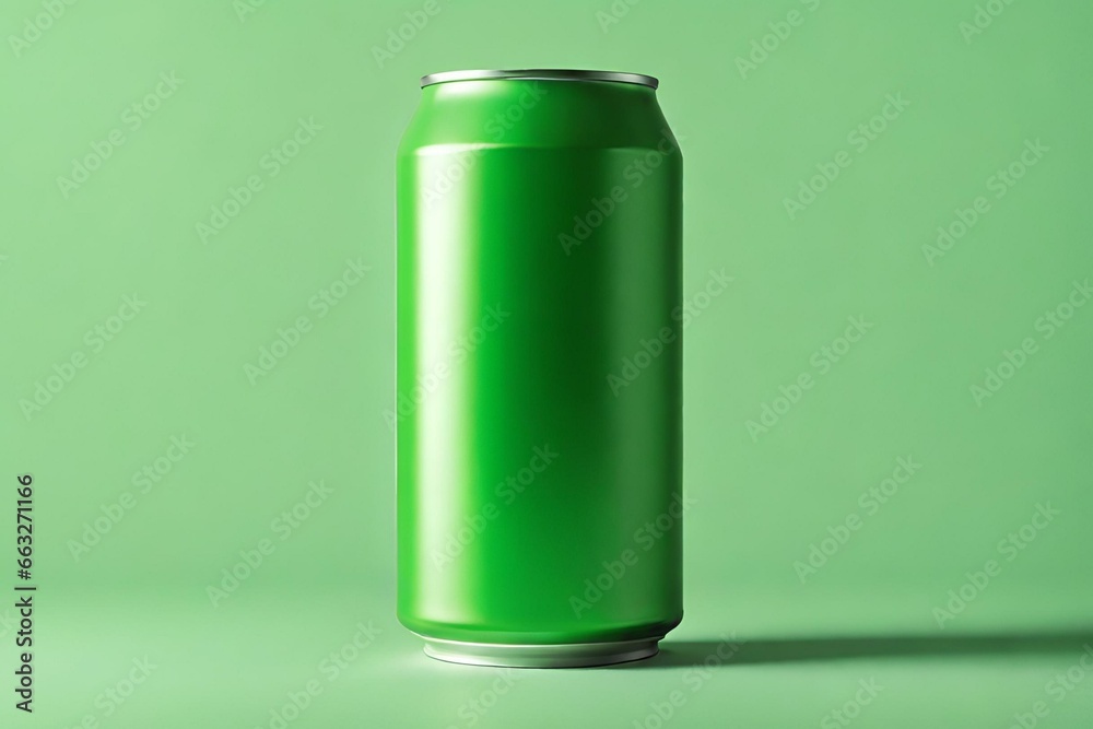 Isolated Light Green Can Mockup on Soft Background Generative AI Isolated Light Green Can Mockup on Soft Background Generative AI