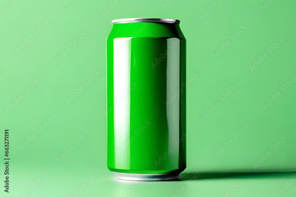 Isolated Light Green Can Mockup on Soft Background Generative AI Isolated Light Green Can Mockup on Soft Background Generative AI