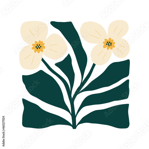 Floral abstract elements. Botanical composition. Modern trendy Matisse minimal style. Floral poster, invite. Vector arrangements for greeting card or invitation design