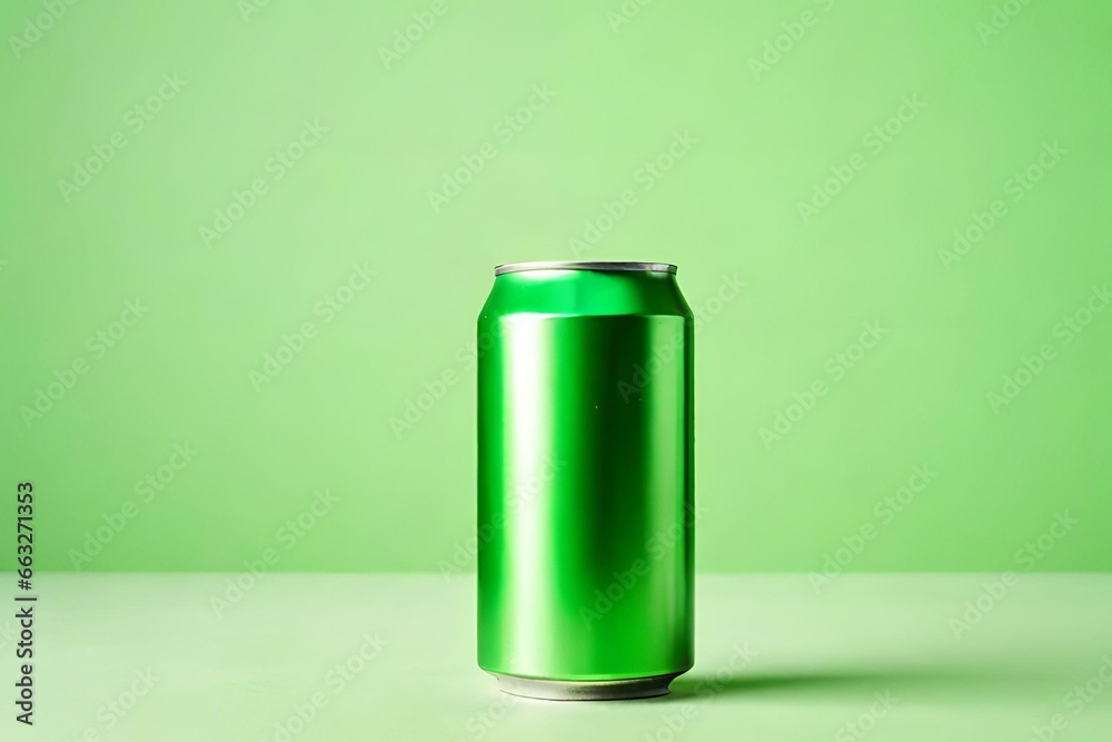 Isolated Light Green Can Mockup on Soft Background Generative AI Isolated Light Green Can Mockup on Soft Background Generative AI