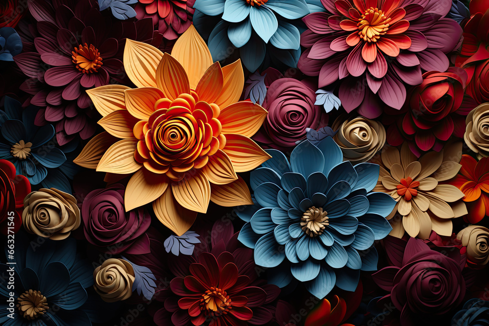 Nature's Palette: Colorful Flower Background - Generative AI