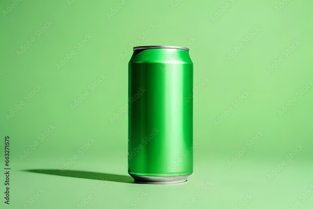 Isolated Light Green Can Mockup on Soft Background Generative AI Isolated Light Green Can Mockup on Soft Background Generative AI