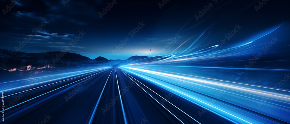 Laser beams luminous abstract sparkling isolated on a transparent background. Trails of light left by acceleration speed motion on night road. Light moving fast train over darkness. Generative ai - obrazy, fototapety, plakaty 